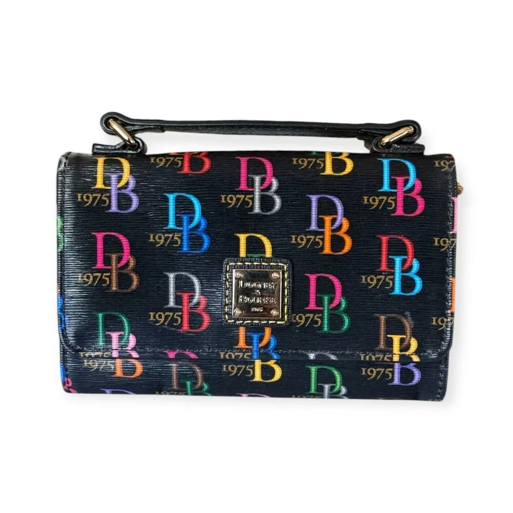 Dooney & Bourke DB 1975 Multicolor Monogram Wallet on Chain | Black - Picture 2 of 8